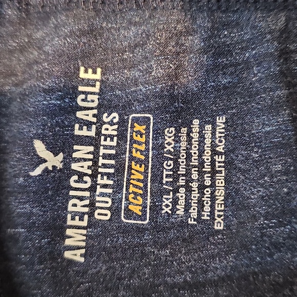 American Eagle Outfitters Blue And Gray XXL Henley Short Sleeve Shirt - Picture 6 of 7